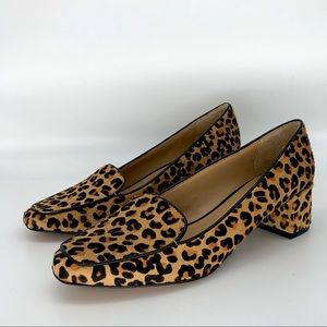 BANANA REPUBLIC Block Heel Round Toe Pump in Leopard Print Real Fur Dyed 8